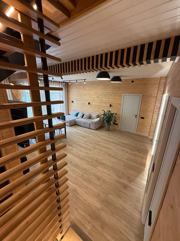 Дом 150m2 — чан, панорамные окна, кухня