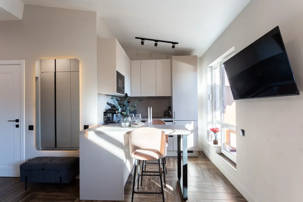 Стильная студия Кватро 152 с террасой и кофемашиной