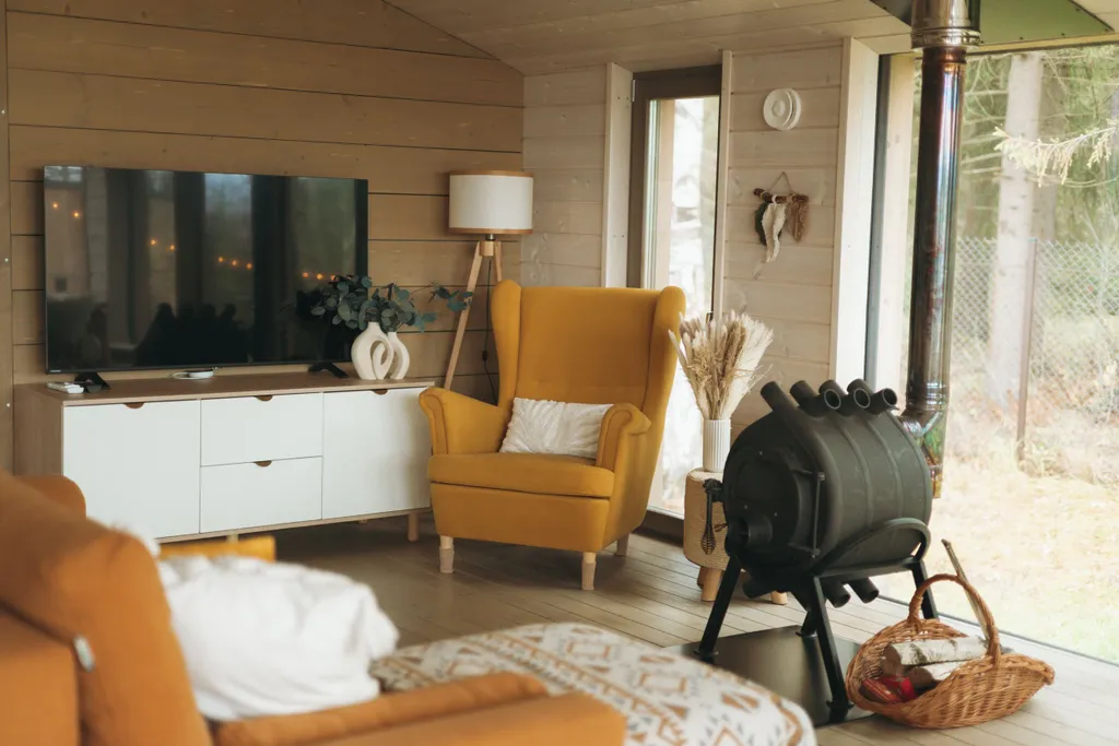 Дом с баней и чаном у воды и леса бохо