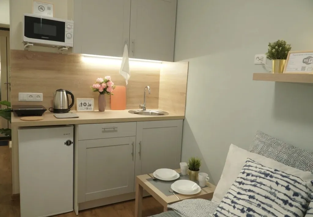 Двухместная студия с удобной кроватью для комфортного проживания