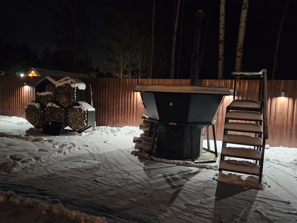 Дом, баня, чан, отапливаемая беседка