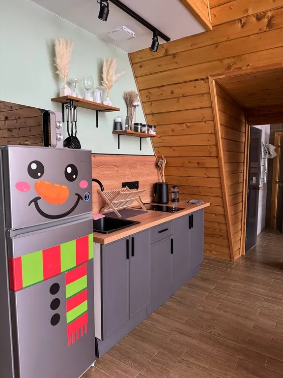 Большой а-фрейм с панорамной сауной и ванной