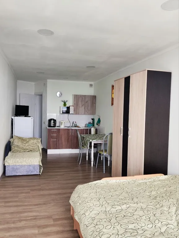 Зелёная студия с видом на море и горы