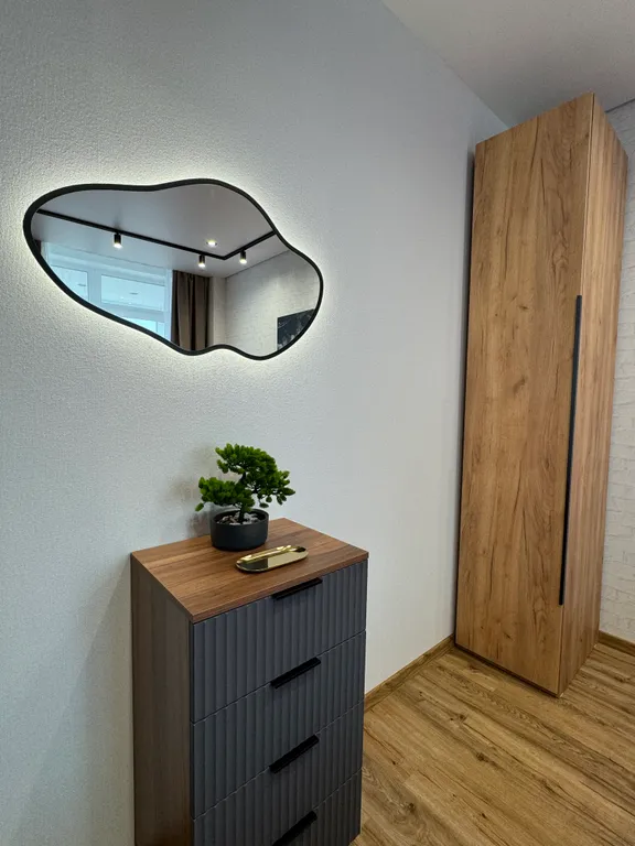 Квартира в стиле лофт с отдельной спальной зоной и гардеробной