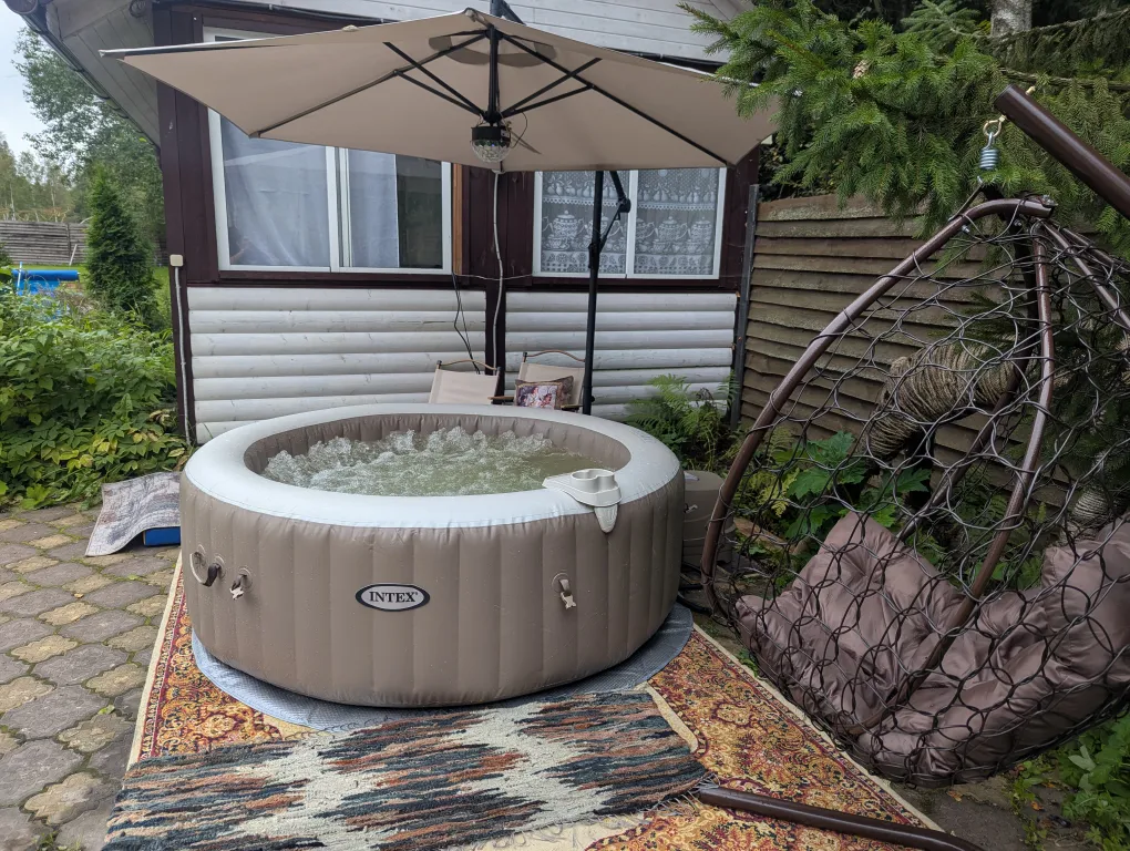 Большой красивый дом с камином в лесу