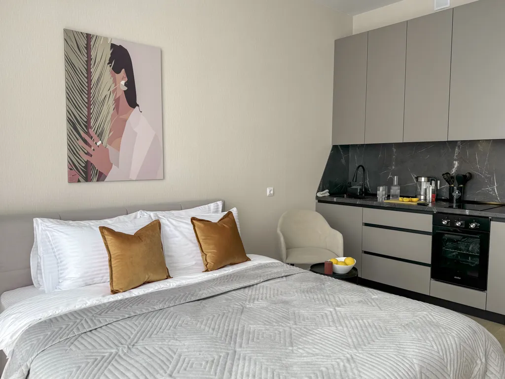 Ваниль- стильная студия в ЖК Самолет