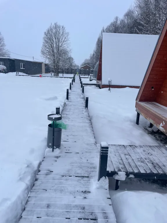 Коттедж A Frame 6х6 с панорамным видом в лес, чаном и мангальной зоной — Черленково