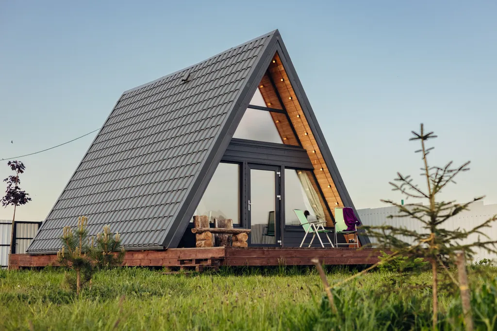 А-фрейм Ель на берегу реки