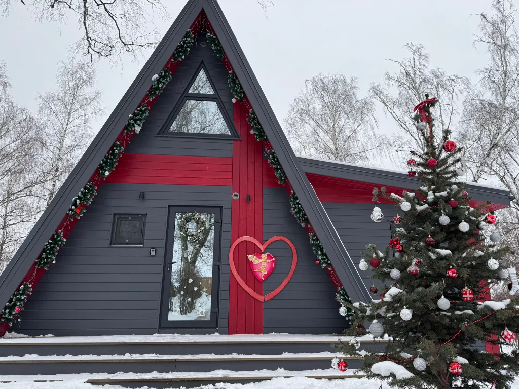 Современный дом у озера с купелью и своим катком. В феврале скидки