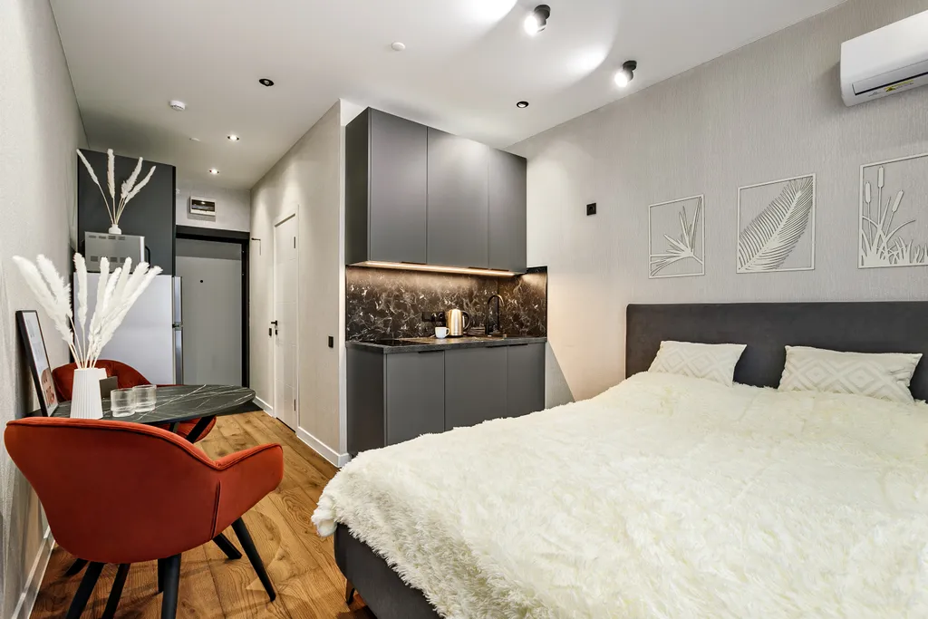 Квартира Квартира Уютная студия для двоих с большой кроватью, кухней и кондиционером — Москва