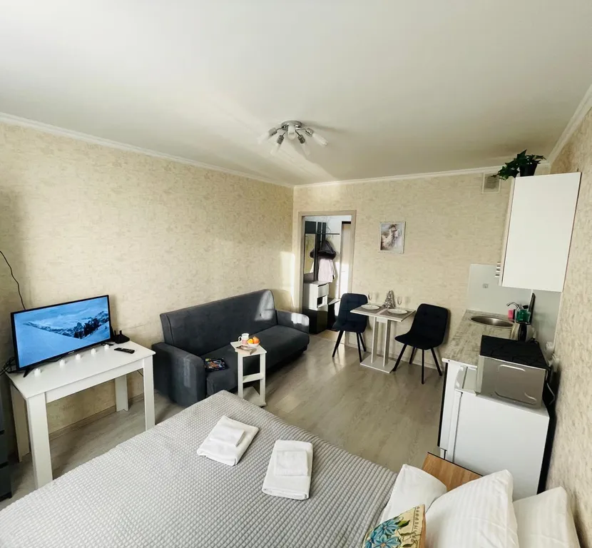 Квартира Квартира Уютная студия в Шушарах для командировочных, пар и пар с детьми — Шушары