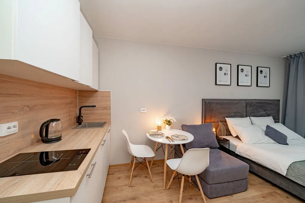 Апартаменты студия у метро, с кухней и панорамными окнами