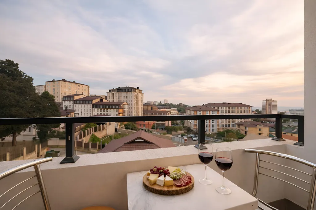 Студия с балконом и видом на море