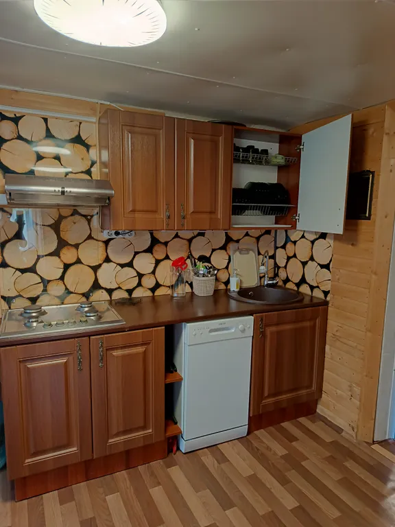 Благоустроенный дом на берегу с баней и катером