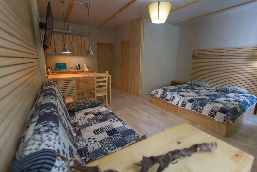 Уютная студия с видом на лес.