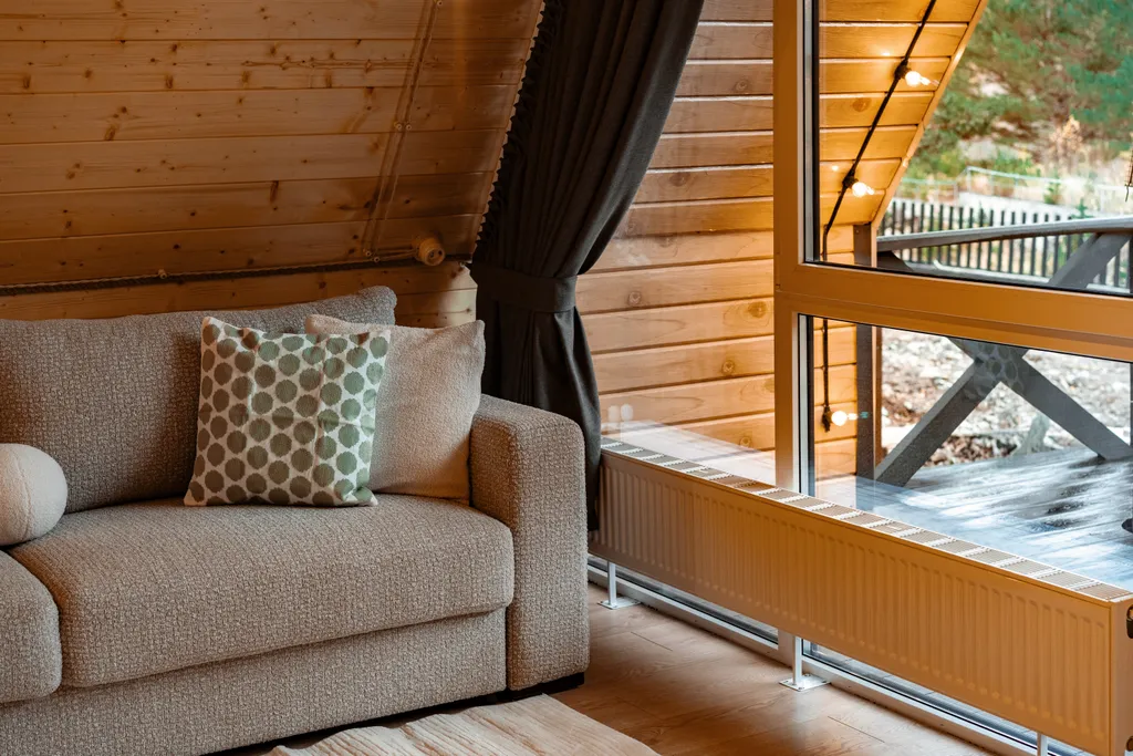 Двухэтажный A-Frame дом у реки Гарабаши с видом на горы