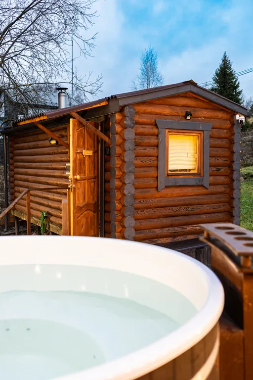 Ольшаны_Парк Дом Шале у леса с баней и горячей купелью