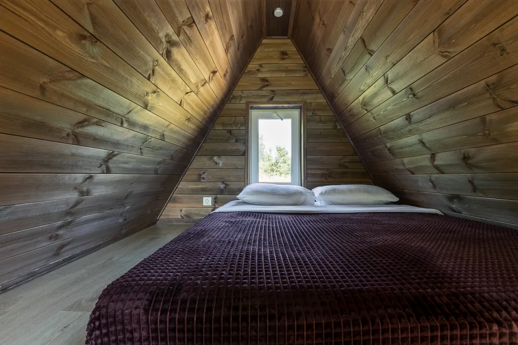 А-фрейм уютный домик у леса  с чаном