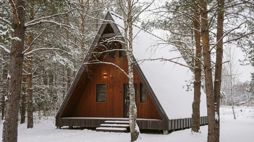 A-Frame с камином, кондиционером и террасой