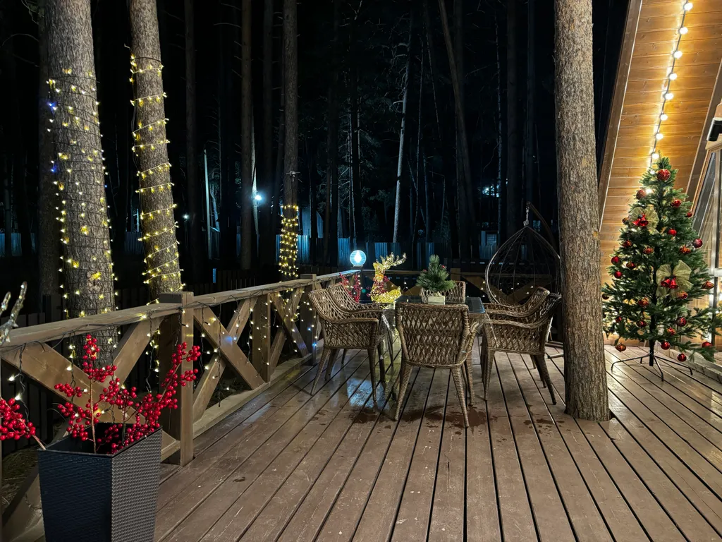 Сказочный дом в лесу с видом на горы