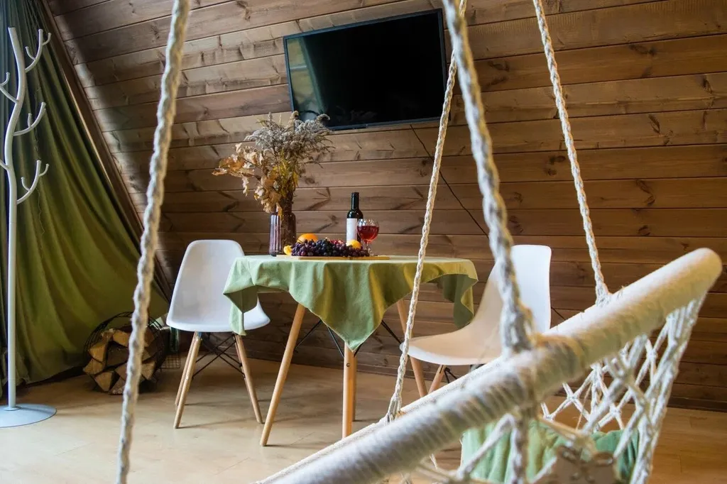 А-фрейм уютный домик у леса  с чаном