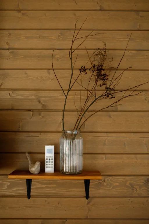 Дом с сауной и горячим чаном на участке с соснами