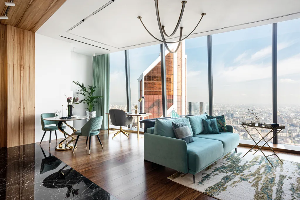 Роскошный апартамент Табрис на 81 этаже с ванной у окна в спальне