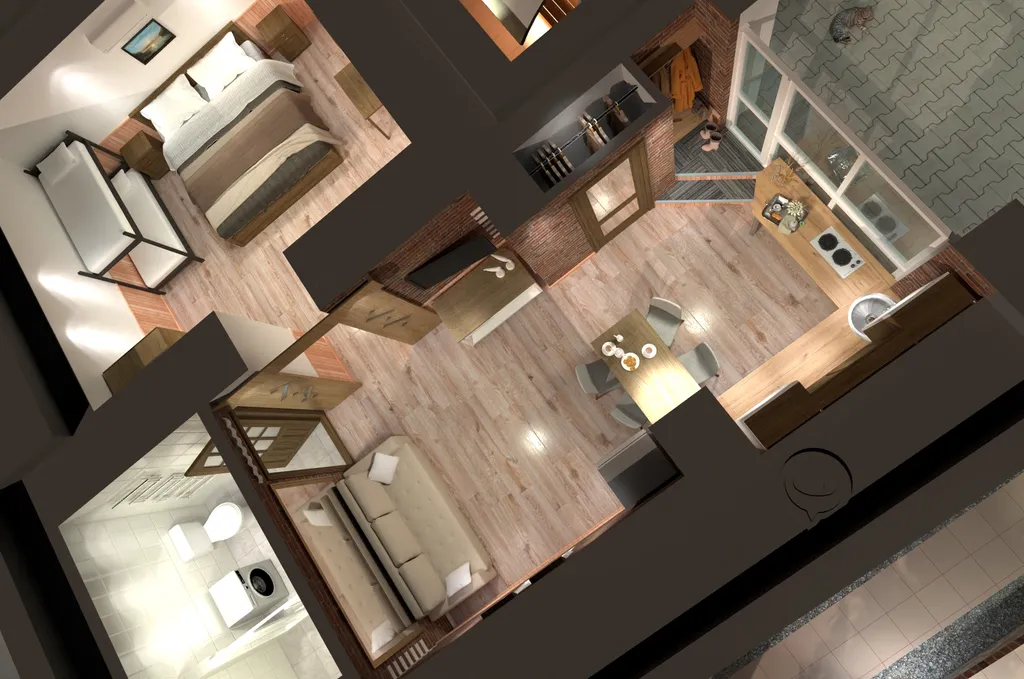 Коттедж Добротный кирпичный дом со своим двором в усадьбе Можжевеловый дворик — Айвовое