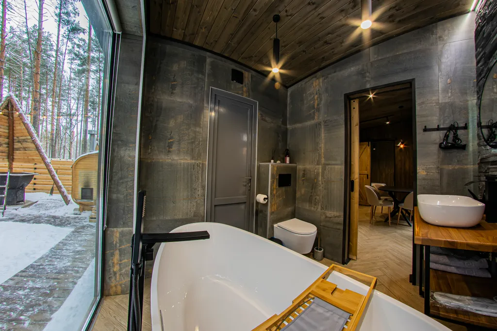 Вилла в сосновом лесу с чаном и баней