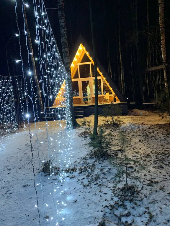 Домик в лесу с баней и чаном, A-frame Forest story