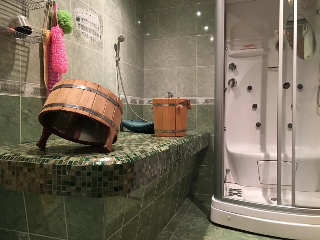 Бассейн в домике шале с сауной и мангалом