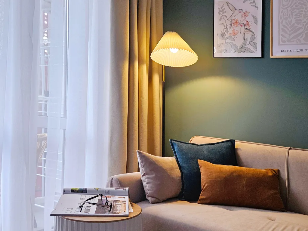 Уютная студия с проектором между морем и горами