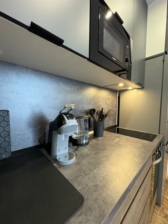 Квартира в стиле лофт с отдельной спальной зоной и гардеробной