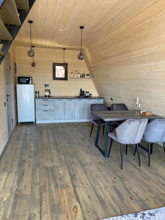 Стильный домик Aframe с баней и бассейном