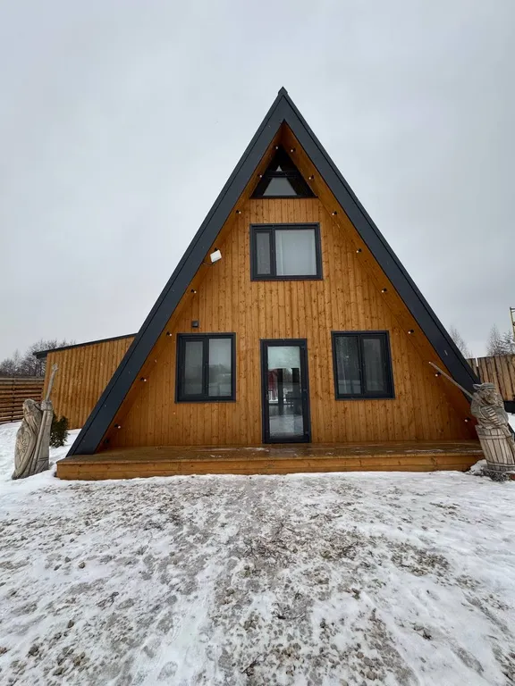 Большой а-фрейм с панорамной сауной и ванной