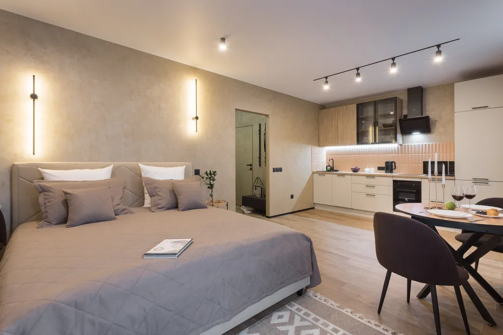 Стильная Amber Studio с видом на озеро