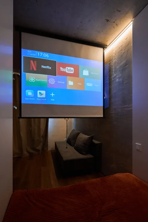 Уютный семейный лофт ,с  проектором для просмотров фильмов !