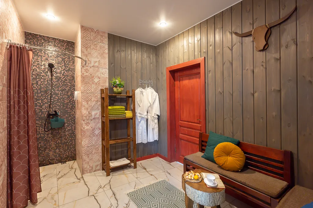 Коттедж Дом в лесном участке у реки с баней и горячей купелью фурако — Логиново