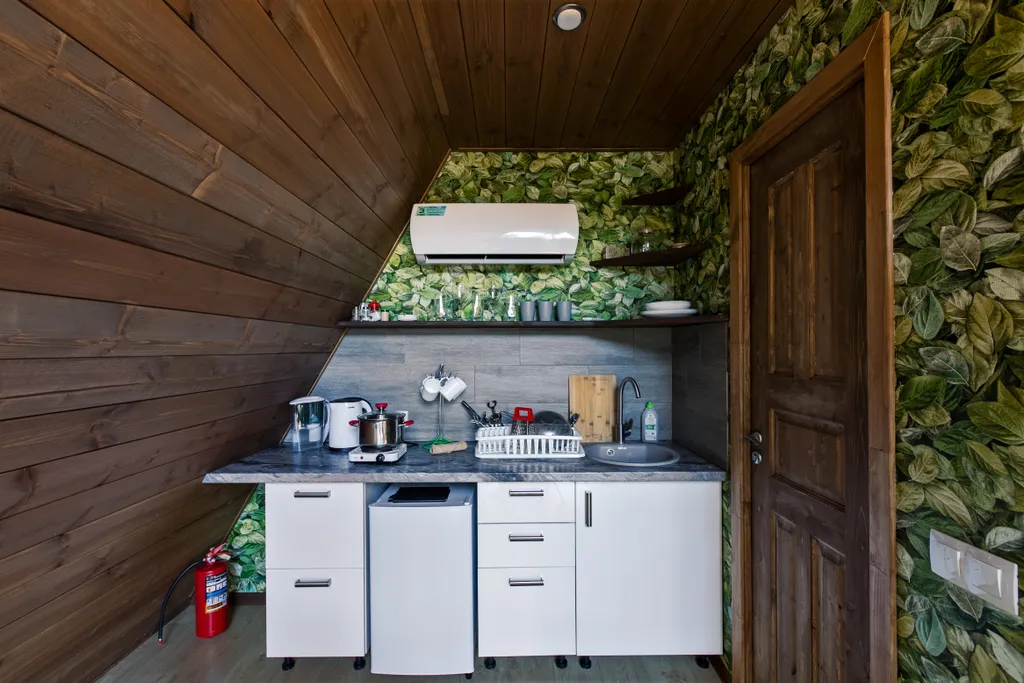 А-фрейм уютный домик у леса  с чаном