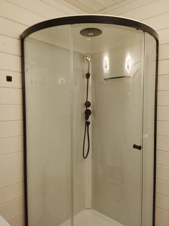 Большой дом А-Фрейм среди молодого елового леса