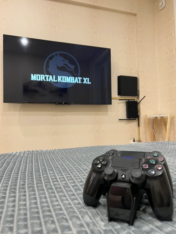 Квартира с большим телевизором и игровой приставкой