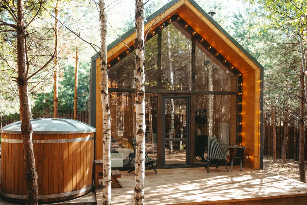 Коттедж Барнхаус с панорамными окнами, камином и банным чаном фурако — аренда посуточно в Городец