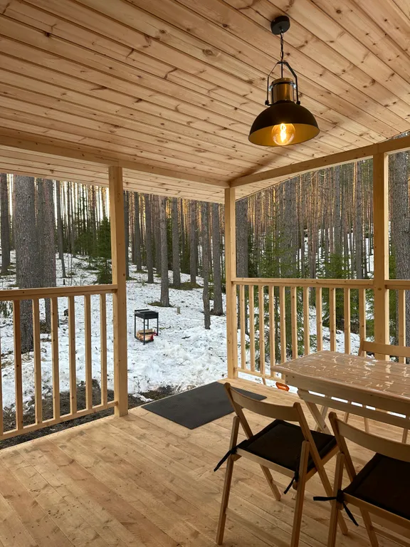 Домик в лесу с панорамными окнами