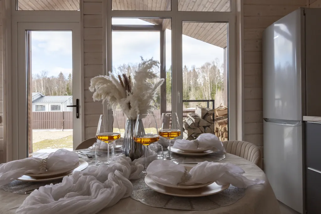 Новый стильный барнхаус с видом на лес