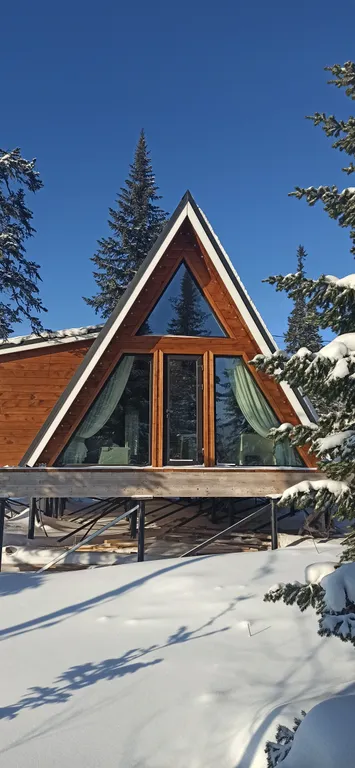 Уютный треугольный домик в лесу