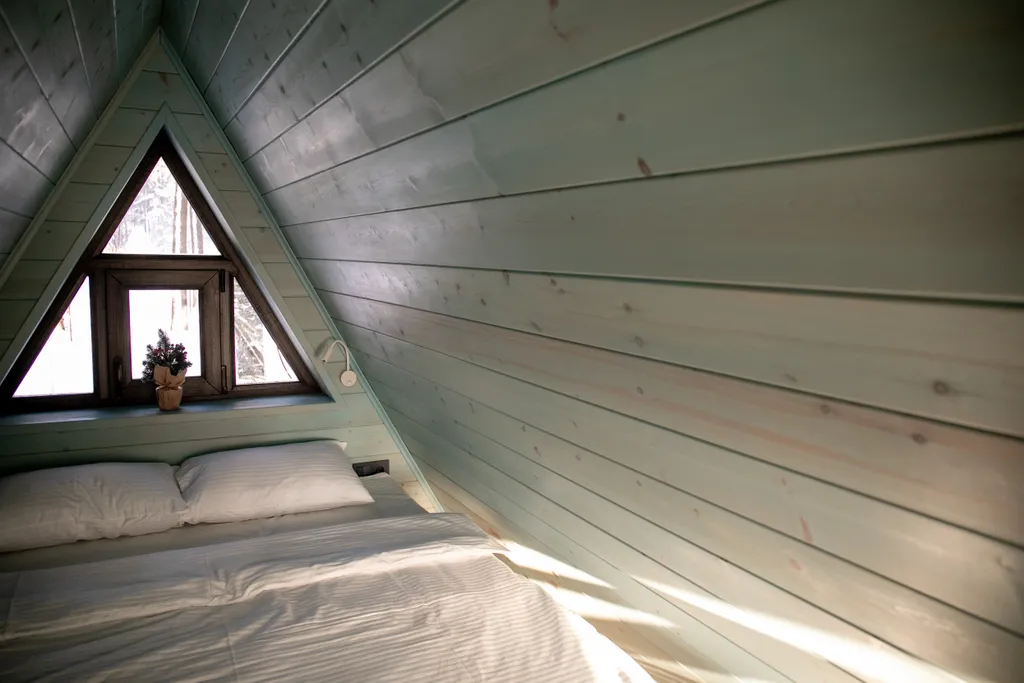 Уютный домик Синий A-Frame с террасой