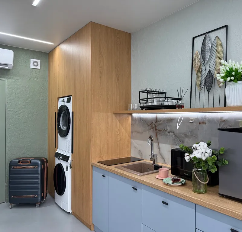 Просторная студия Мятный лён на 31 этаже в шаге от Тинькофф-холл