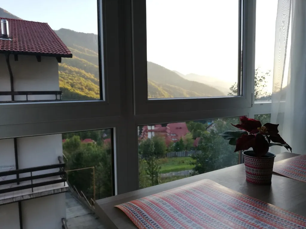 Студия с видом на горы и балконом