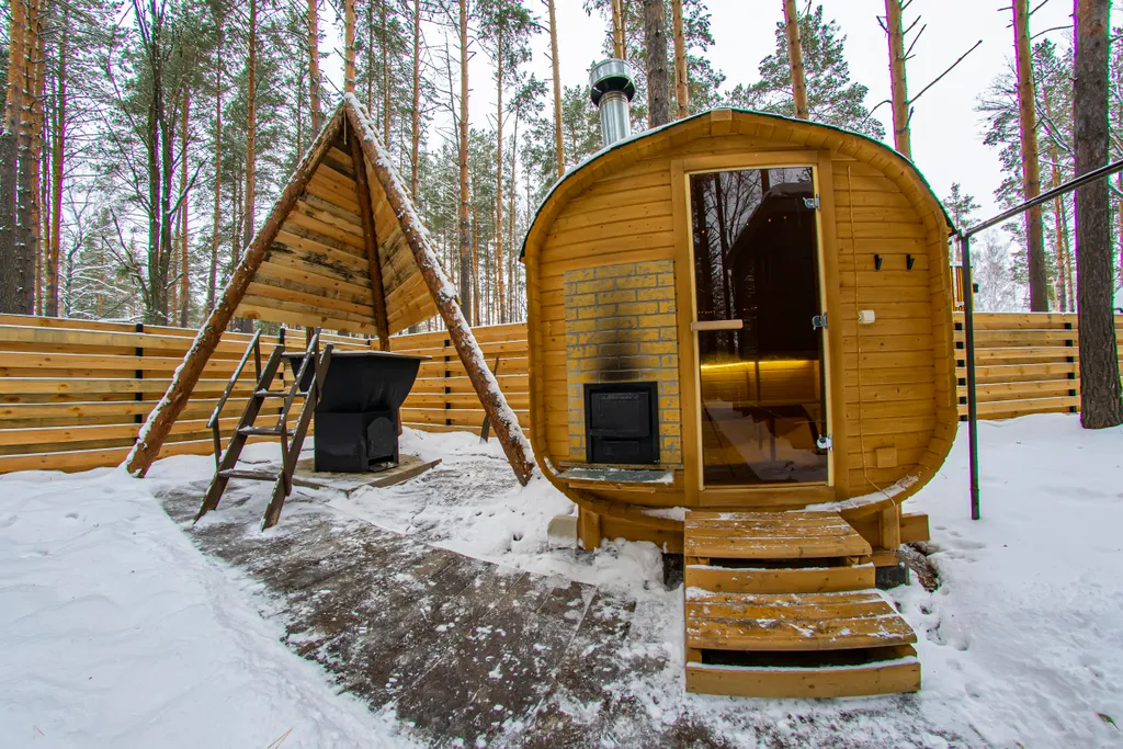 Вилла в сосновом лесу с чаном и баней