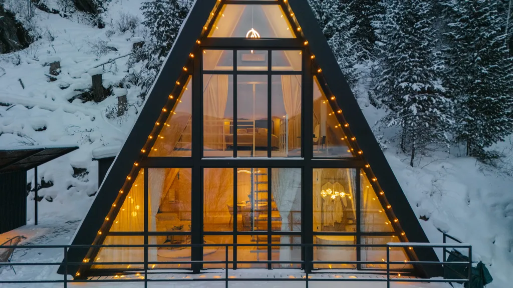 Villa Roma Телецкое - панорамный А-фрэйм 2 с видом на горы и озеро